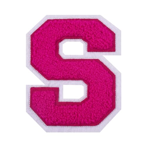 Chenille-Buchstabenaufnäher, 11,4 cm, Rosa, zum Aufbügeln, große Varsity-Patches für Letterman, Jacke und Kleidung (Rosa, S) von Grozon