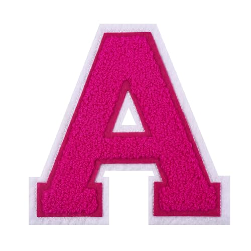 Chenille-Buchstabenaufnäher, 11,4 cm, Rosa, zum Aufbügeln, großer Varsity-Buchstabe für Letterman, Jacke, Kleidung (Rosa-A) von Grozon