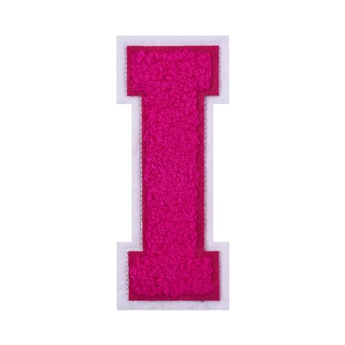 Chenille-Buchstabenaufnäher, 11,4 cm, Rosa, zum Aufbügeln, großer Varsity-Buchstabe für Letterman, Jacke, Kleidung (Pink-I) von Grozon