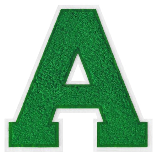 GROZON 11,4 cm Letterman Letterman Letters Chenille Embroidered Patch Varsity Letter Patches Iron on Letter Patches for Clothing Jackets Sportswear Jeans Bags (Green, A) von Grozon