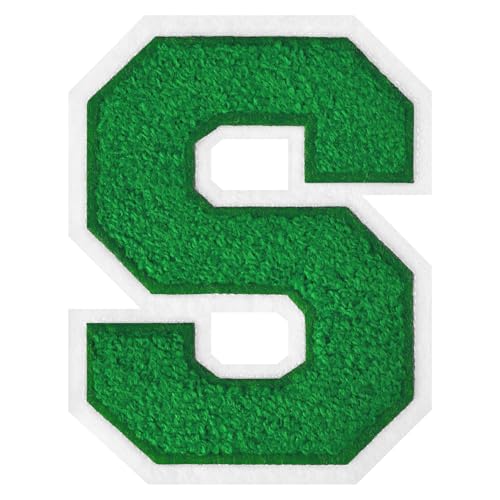 GROZON 11,4 cm Letterman Letterman Letters Chenille Embroidered Patch Varsity Letter Patches Iron on Letter Patches for Clothing Jackets Sportswear Jeans Bags (Green, S) von Grozon