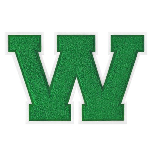 GROZON 11,4 cm Letterman Letterman Letters Chenille Embroidered Patch Varsity Letter Patches Iron on Letter Patches for Clothing Jackets Sportswear Jeans Bags (Green, W) von Grozon