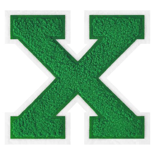 GROZON 11,4 cm Letterman Letterman Letters Chenille Embroidered Patch Varsity Letter Patches Iron on Letter Patches for Clothing Jackets Sportswear Jeans Bags (Green, X) von Grozon