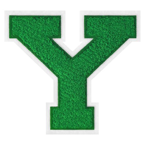 GROZON 11,4 cm Letterman Letterman Letters Chenille Embroidered Patch Varsity Letter Patches Iron on Letter Patches for Clothing Jackets Sportswear Jeans Bags (Green, Y) von Grozon
