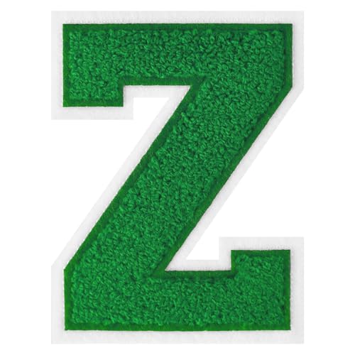 GROZON 11,4 cm Letterman Letterman Letters Chenille Embroidered Patch Varsity Letter Patches Iron on Letter Patches for Clothing Jackets Sportswear Jeans Bags (Green, Z) von Grozon