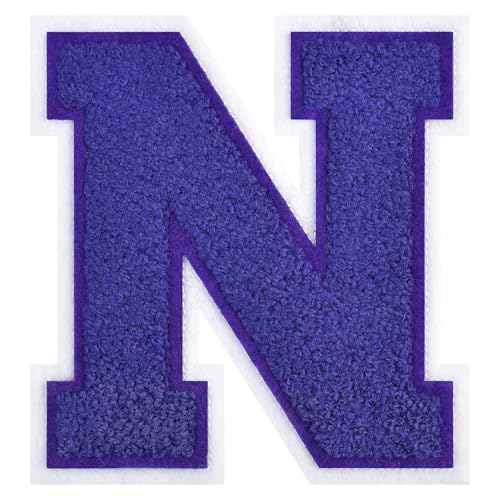 GROZON 11,4 cm Letterman Letterman Letters Chenille Embroidered Patch Varsity Letter Patches Iron on Letter Patches for Clothing Jackets Sportswear Jeans Bags (Lila, N) von Grozon
