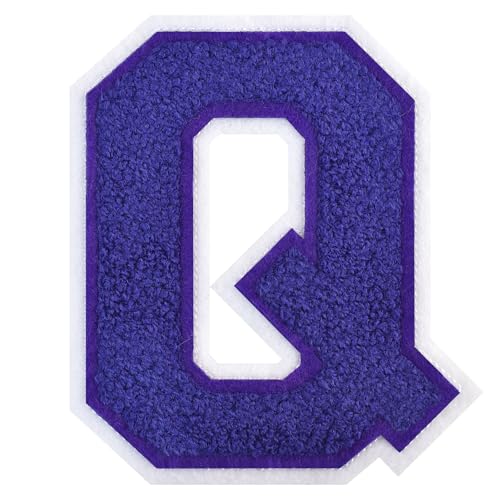 GROZON 11,4 cm Letterman Letterman Letters Chenille Embroidered Patch Varsity Letter Patches Iron on Letter Patches for Clothing Jackets Sportswear Jeans Bags (Lila, Q) von Grozon