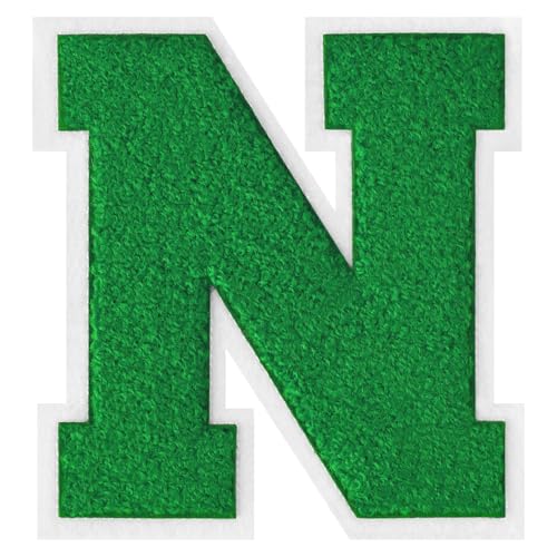 GROZON 15,2 cm große grüne Chenille-Buchstaben-Aufnäher, große Buchstaben zum Aufbügeln, Letterman, Jacke, Patch, Varsity-Patch, Chenille, bestickter Aufnäher für Kleidung GROZON 15,2 cm große grüne Chenille-Buchstaben-Aufnäher, große Buchstaben zum Aufbügeln, Letterman, Jacke, Patch, Varsity-Patch, Chenille, bestickter Aufnäher für Kleidung von Grozon