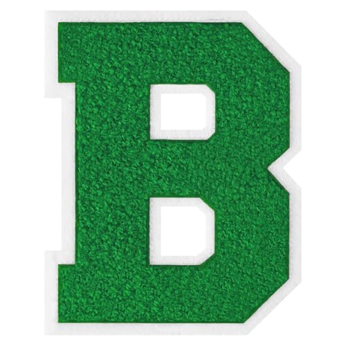 GROZON 15,2 cm große grüne Chenille-Buchstaben-Aufnäher, große Buchstaben zum Aufbügeln, Letterman, Jacke, Patch, Varsity-Patch, Chenille, bestickter Aufnäher für Kleidung von Grozon