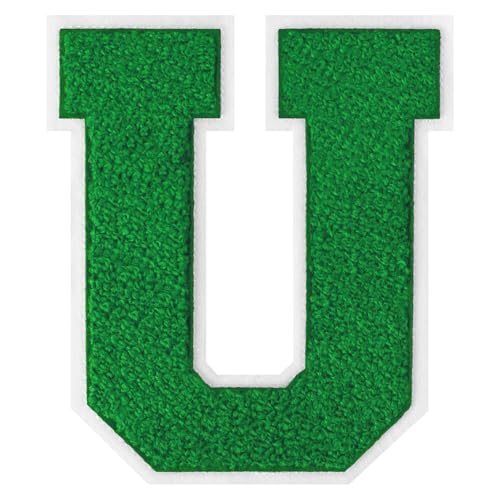 GROZON 15,2 cm große grüne Chenille-Buchstaben-Aufnäher, große Buchstaben zum Aufbügeln, Letterman, Jacke, Patch, Varsity-Patch, Chenille, bestickter Aufnäher für Kleidung GROZON 15,2 cm große grüne Chenille-Buchstaben-Aufnäher, große Buchstaben zum Aufbügeln, Letterman, Jacke, Patch, Varsity-Patch, Chenille, bestickter Aufnäher für Kleidung von Grozon