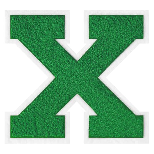 GROZON 15,2 cm große grüne Chenille-Buchstaben-Aufnäher, große Buchstaben zum Aufbügeln, Letterman, Jacke, Patch, Varsity-Patch, Chenille, bestickter Aufnäher für Kleidung von Grozon