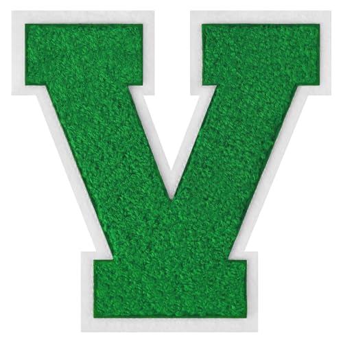 GROZON 15,2 cm große grüne Chenille-Buchstaben-Aufnäher, große Buchstaben zum Aufbügeln, Letterman, Jacke, Patch, Varsity-Patch, Chenille, bestickter Aufnäher für Kleidung von Grozon