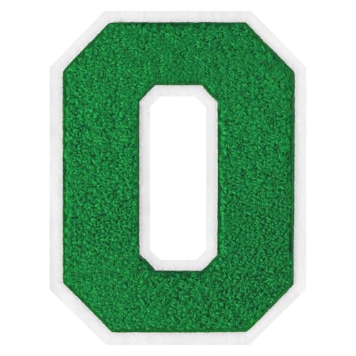 GROZON 15,2 cm große grüne Chenille-Buchstaben-Aufnäher, große Buchstaben zum Aufbügeln, Letterman, Jacke, Patch, Varsity-Patch, Chenille, bestickter Aufnäher für Kleidung von Grozon