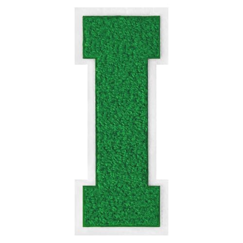 GROZON 15,2 cm große grüne Chenille-Buchstaben-Aufnäher, große Buchstaben zum Aufbügeln, Letterman, Jacke, Patch, Varsity-Patch, Chenille, bestickter Aufnäher für Kleidung von Grozon