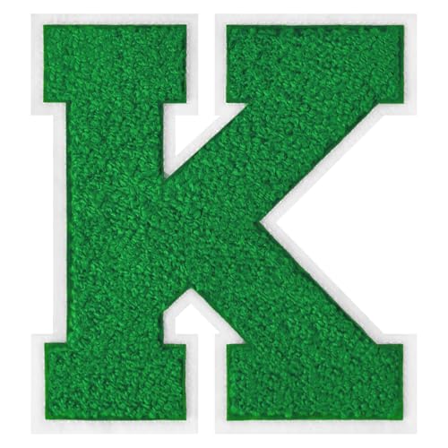 GROZON 15,2 cm große grüne Chenille-Buchstaben-Aufnäher, große Buchstaben zum Aufbügeln, Letterman, Jacke, Patch, Varsity-Patch, Chenille, bestickter Aufnäher für Kleidung GROZON 15,2 cm große grüne Chenille-Buchstaben-Aufnäher, große Buchstaben zum Aufbügeln, Letterman, Jacke, Patch, Varsity-Patch, Chenille, bestickter Aufnäher für Kleidung von Grozon