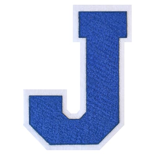 GROZON Blauer Chenille-Buchstaben-Aufnäher, groß, zum Aufbügeln, Letterman, Jacke, Patch, Varsity-Patch, zum Aufnähen, Chenille, bestickter Aufnäher für Kleidung von Grozon