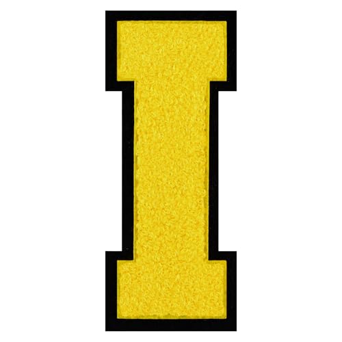 GROZON Gelber Chenille-Buchstaben-Aufnäher, große Buchstaben zum Aufbügeln, Letterman, Jacke, Patch, Varsity-Patch, zum Aufnähen, Chenille, bestickter Aufnäher für Kleidung GROZON Gelber Chenille-Buchstaben-Aufnäher, große Buchstaben zum Aufbügeln, Letterman, Jacke, Patch, Varsity-Patch, zum Aufnähen, Chenille, bestickter Aufnäher für Kleidung von Grozon