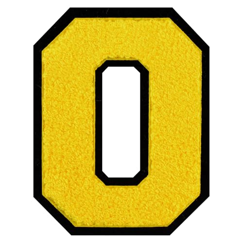 GROZON Gelber Chenille-Buchstaben-Aufnäher, große Buchstaben zum Aufbügeln, Letterman, Jacke, Patch, Varsity-Patch, zum Aufnähen, Chenille, bestickter Aufnäher für Kleidung von Grozon