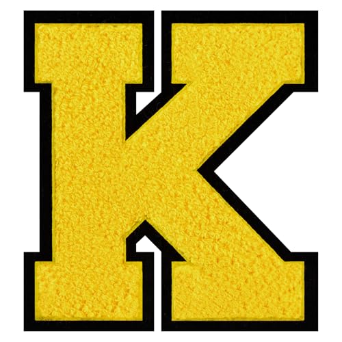 GROZON Gelber Chenille-Buchstaben-Aufnäher, große Buchstaben zum Aufbügeln, Letterman, Jacke, Patch, Varsity-Patch, zum Aufnähen, Chenille, bestickter Aufnäher für Kleidung GROZON Gelber Chenille-Buchstaben-Aufnäher, große Buchstaben zum Aufbügeln, Letterman, Jacke, Patch, Varsity-Patch, zum Aufnähen, Chenille, bestickter Aufnäher für Kleidung von Grozon