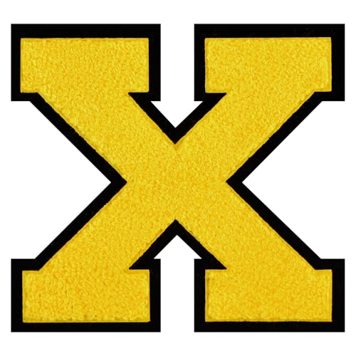 GROZON Gelber Chenille-Buchstaben-Aufnäher, große Buchstaben zum Aufbügeln, Letterman, Jacke, Patch, Varsity-Patch, zum Aufnähen, Chenille, bestickter Aufnäher für Kleidung GROZON Gelber Chenille-Buchstaben-Aufnäher, große Buchstaben zum Aufbügeln, Letterman, Jacke, Patch, Varsity-Patch, zum Aufnähen, Chenille, bestickter Aufnäher für Kleidung von Grozon