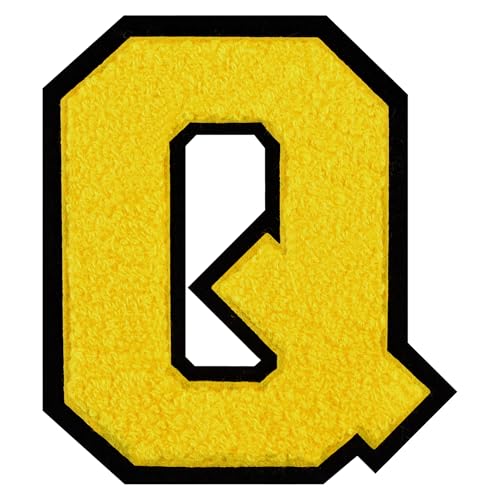GROZON Gelber Chenille-Buchstaben-Aufnäher, große Buchstaben zum Aufbügeln, Letterman, Jacke, Patch, Varsity-Patch, zum Aufnähen, Chenille, bestickter Aufnäher für Kleidung von Grozon