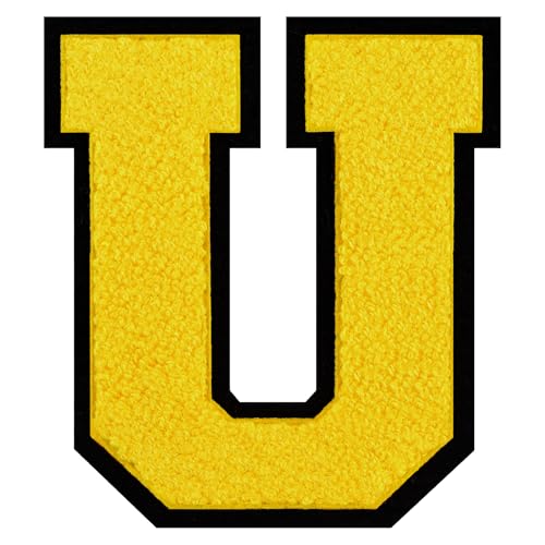 GROZON Gelber Chenille-Buchstaben-Aufnäher, große Buchstaben zum Aufbügeln, Letterman, Jacke, Patch, Varsity-Patch, zum Aufnähen, Chenille, bestickter Aufnäher für Kleidung GROZON Gelber Chenille-Buchstaben-Aufnäher, große Buchstaben zum Aufbügeln, Letterman, Jacke, Patch, Varsity-Patch, zum Aufnähen, Chenille, bestickter Aufnäher für Kleidung von Grozon