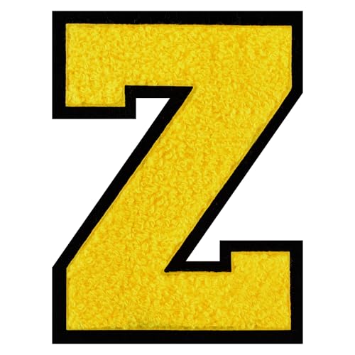 GROZON Gelber Chenille-Buchstaben-Aufnäher, große Buchstaben zum Aufbügeln, Letterman, Jacke, Patch, Varsity-Patch, zum Aufnähen, Chenille, bestickter Aufnäher für Kleidung GROZON Gelber Chenille-Buchstaben-Aufnäher, große Buchstaben zum Aufbügeln, Letterman, Jacke, Patch, Varsity-Patch, zum Aufnähen, Chenille, bestickter Aufnäher für Kleidung von Grozon