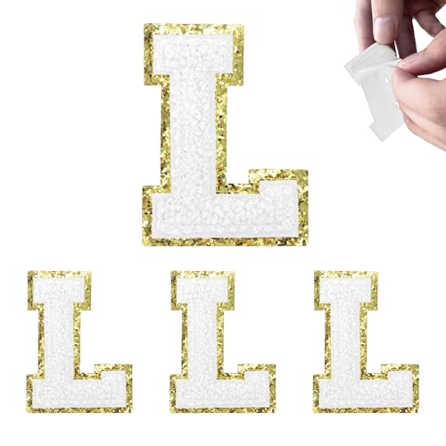 Selbstklebende Chenille-Buchstaben-Aufnäher, zum Aufkleben, Glitzer, adrette Buchstaben, kleine weiße Buchstaben-Aufnäher für Rucksäcke, Kleidung, Hüte, Handwerk, Laptop, Handyhülle, 4 Stück Selbstklebende Chenille-Buchstaben-Aufnäher, zum Aufkleben, Glitzer, adrette Buchstaben, kleine weiße Buchstaben-Aufnäher für Rucksäcke, Kleidung, Hüte, Handwerk, Laptop, Handyhülle, 4 Stück von Grozon