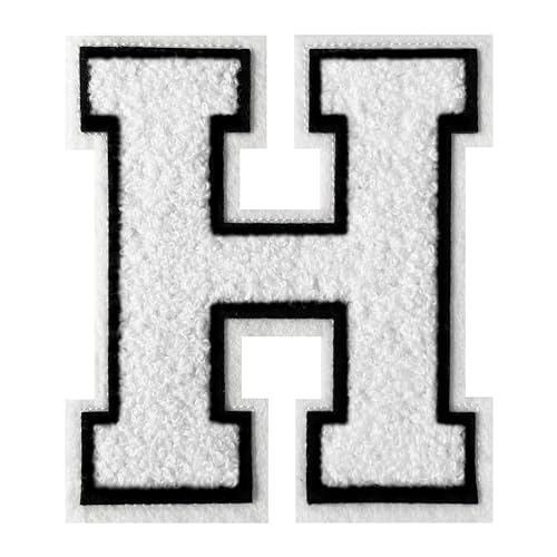 Varsity Buchstabenaufnäher, Chenille, 11,4 cm, Buchstabenaufnäher, große Buchstaben zum Aufbügeln für Kleidung, Weiß von Grozon