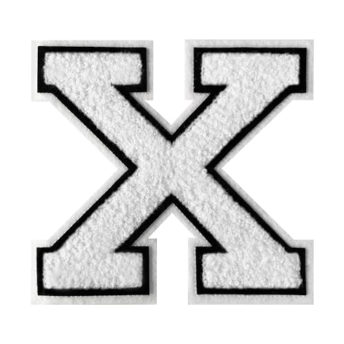 Varsity Buchstabenaufnäher, Chenille, 11,4 cm, Buchstabenaufnäher, große Buchstaben zum Aufbügeln für Kleidung, Weiß, X von Grozon