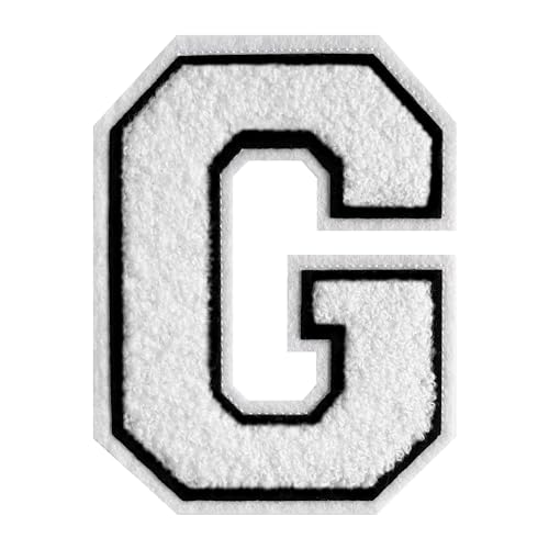 Varsity Buchstabenaufnäher, Chenille, 11,4 cm, Buchstabenaufnäher, große Buchstaben zum Aufbügeln für Kleidung, Weiß von Grozon