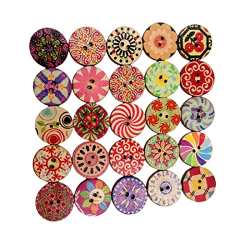 100pcs runde dekorative hölzerne Knöpfe gemischte hölzerne, verschiedene Knöpfe zum Nähen von Schrottbüchern DIY-Nähtätigkeitskleidungsdekoration 20mm von Grtheenumb