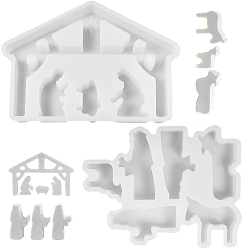 2 PCs/Set Weihnachten Silikonformen hitzebeständige Krippe Set Silikonformen Nicht-Stick-Easy-Pflege-Kerze für DIY-Handwerksharzkunstputz Weihnachten 2 PCs/Set Weihnachten Silikonformen hitzebeständige Krippe Set Silikonformen Nicht-Stick-Easy-Pflege-Kerze für DIY-Handwerksharzkunstputz Weihnachten von Grtheenumb