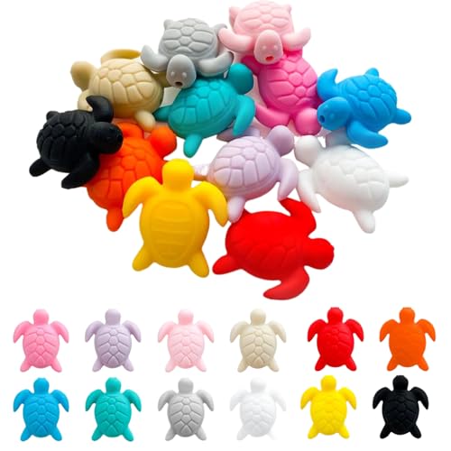 40pcs Silikon fokale Perlen farbenfrohe schildkrötenförmige Silikon -Fokusperlen mit Meeresschildkröten -Fokus mit Stiften Schlüsselbund DIY -Geschenkkette Armband Schmuck Schmuck von Grtheenumb