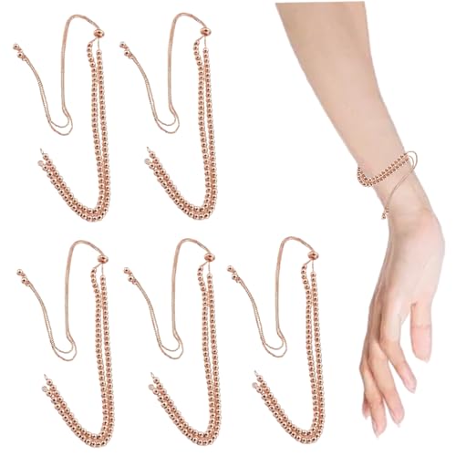 5pcs Perlen Armbänder, 5, 12 verstellbare Roségoldarmbänder für Frauen und Mädchen, 18 Karat Gold plattiert runde Perlen, Abstandshalter lose für Armband Halskette Schmuck Making Bracele 5pcs Perlen Armbänder, 5, 12 verstellbare Roségoldarmbänder für Frauen und Mädchen, 18 Karat Gold plattiert runde Perlen, Abstandshalter lose für Armband Halskette Schmuck Making Bracele von Grtheenumb
