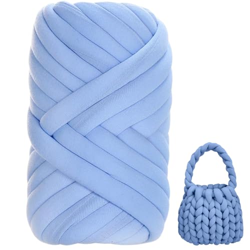 Armstrickgarn 500 g 18 m langes klobiges Garn für Häkeln superweicher Polyester Dickes waschbares, leichtes DIY -Decken für Haustier, Bett, Sofa -Decke, hellblaues Armstricken von Grtheenumb