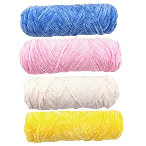 Chenille Garn 4 Rollen 0, 12 Zoll Dicke Dicke Häkelgarn Mehrfarbige weiche Wolle für Strickprojekte Pinsel Pullover DIY-Taschen Chenille von Grtheenumb