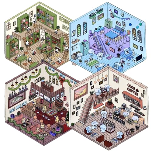 DIY 3D -Hausaufkleber 4 Sets süßer lustiger 3D -Aufkleber Isometrische Zimmer Aufkleber Szene Loft, Café, Buchhandlung, Sushi Spinnery für Erwachsene Kinder Relief Stress Pass Die Zeit DIY DIY 3D -Hausaufkleber 4 Sets süßer lustiger 3D -Aufkleber Isometrische Zimmer Aufkleber Szene Loft, Café, Buchhandlung, Sushi Spinnery für Erwachsene Kinder Relief Stress Pass Die Zeit DIY von Grtheenumb
