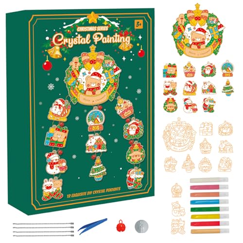 Grtheenumb Kristallfarbe Kunsthandwerks -Set, 1 Set Crystal Malteset für Weihnachten DIY -Anhänger mit 8 Pigmenten & Verpackungen Kreative Farben für Feiertage von Grtheenumb