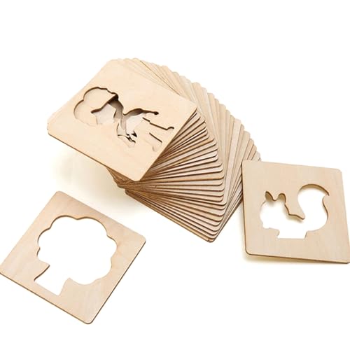 Grtheenumb Zeichnen von Schablonen für Kinder, 60pcs sichere Holzschablonen für Kinder, Bildung zum Zeichnen, DIY -Kreide für Jungenmädchenmädchen Grtheenumb Zeichnen von Schablonen für Kinder, 60pcs sichere Holzschablonen für Kinder, Bildung zum Zeichnen, DIY -Kreide für Jungenmädchenmädchen von Grtheenumb