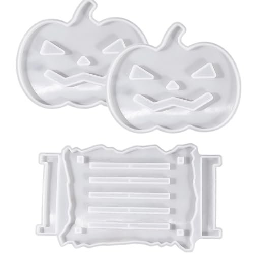 Kürbis -Silikonform, Kürbis Silikonform 3pcs/Set Harz Coaster Formen mit Halfeln Halloween Formen für Epoxidharz DIY Art Craft Cup Matten Kürbis -Silikonform, Kürbis Silikonform 3pcs/Set Harz Coaster Formen mit Halfeln Halloween Formen für Epoxidharz DIY Art Craft Cup Matten von Grtheenumb