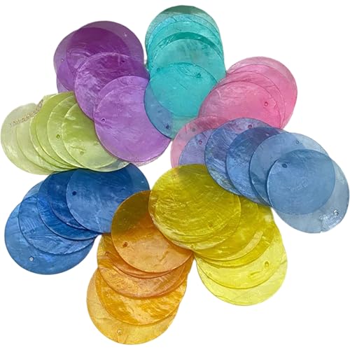 Muscheln für das Handwerk, 100pcs runde Muscheln mit 2 Loch, poliertes Meer zum Handwerk, 2 Zoll Perlen für Schmuck Herstellung Hochzeitshäuserdekoration von Grtheenumb