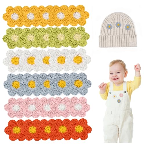 Nähzubehör, 30Pcs Häkelblume Nette DIY Sonnenblume Tuch Patch Gestrickte Blumen Dekorative Nähen für Nähen Handwerkszubehör von Grtheenumb