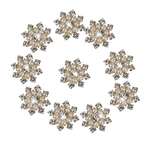 Perle Strassknöpfe Blume Faux Pearl Verzierungen flache Rückenknöpfe für Hochzeitsfeier 10pcs Strass Perle Strassknöpfe Blume Faux Pearl Verzierungen flache Rückenknöpfe für Hochzeitsfeier 10pcs Strass von Grtheenumb