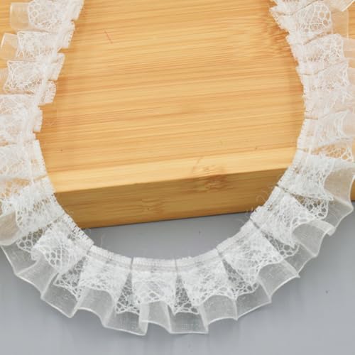 Spitzenverkleidung, 5 -Yard -Doppelschicht -Spitzen -Ruffenband, Vintage -Stoff, dicke DIY -Bänder für Handwerk, Nähen, Hochzeitsverzerrung, Whitetrim von Grtheenumb