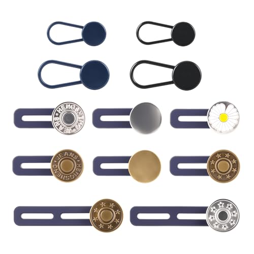 GrueGard Hosenbunderweiterung Knopf, 12 Stücke Ohne Nähen Knopfverlängerung, Knopfloch Hosenerweiterung Verlängerung für Herren & Damen Schwangerschaft Hosen Jeans, Pants Button Extenders von GrueGard