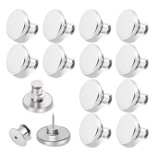 GrueGard Jeansknopf ohne Nähen, 12 Stücke 17mm Verstellbarer Ersatz-Knopf Hosen Enger Machen, DIY Hosenknöpfe für Jeansreparatur & Größenanpassung (Glänzernd Silber) von GrueGard