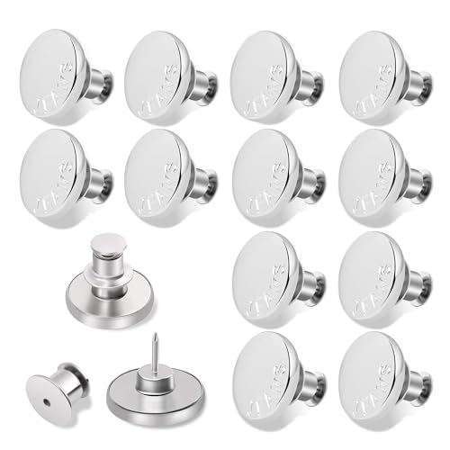 GrueGard Jeansknopf ohne Nähen, 12 Stücke 17mm Verstellbarer Ersatz-Knopf Hosen Enger Machen, DIY Hosenknöpfe für Jeansreparatur & Größenanpassung (Hell Silber) von GrueGard