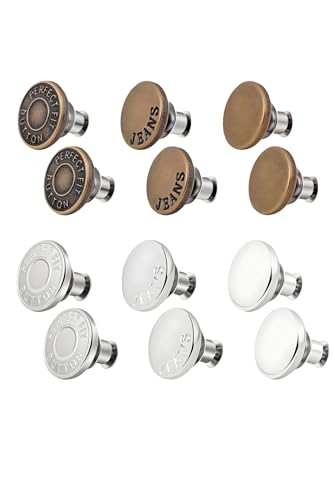 GrueGard Jeansknopf ohne Nähen, 12 Stücke 17mm Verstellbarer Ersatz-Knopf Hosen Enger Machen, DIY Hosenknöpfe für Jeansreparatur & Größenanpassung von GrueGard