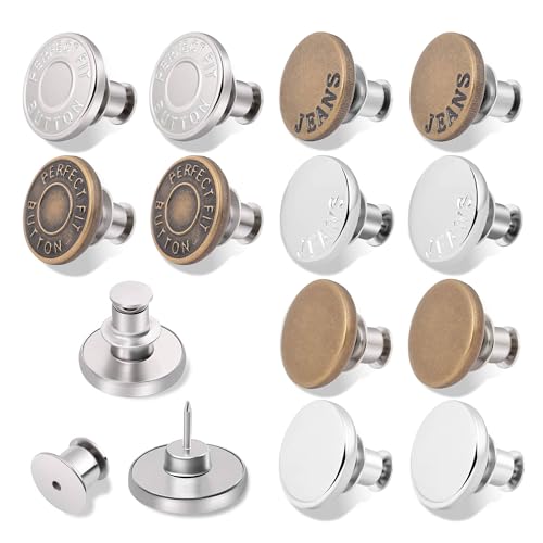 GrueGard Jeansknopf ohne Nähen, 12 Stücke 17mm Verstellbarer Ersatz-Knopf Hosen Enger Machen, DIY Hosenknöpfe für Jeansreparatur & Größenanpassung GrueGard Jeansknopf ohne Nähen, 12 Stücke 17mm Verstellbarer Ersatz-Knopf Hosen Enger Machen, DIY Hosenknöpfe für Jeansreparatur & Größenanpassung von GrueGard